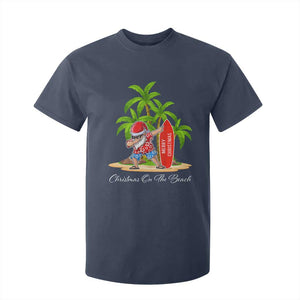 Hawaiian Christmas Santa T Shirt For Kid Christmas On The Beach Vacation TS10 Navy Print Your Wear