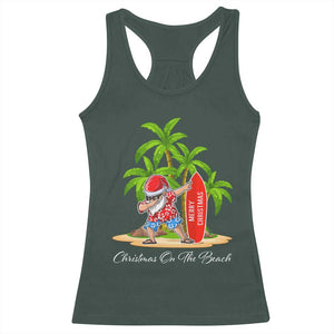 Hawaiian Christmas Santa Racerback Tank Top Christmas On The Beach Vacation TS10 Dark Forest Green Print Your Wear