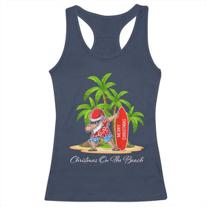 Hawaiian Christmas Santa Racerback Tank Top Christmas On The Beach Vacation TS10 Navy Print Your Wear