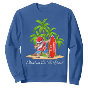 Hawaiian Christmas Santa Sweatshirt Christmas On The Beach Vacation TS10 Royal Blue Print Your Wear