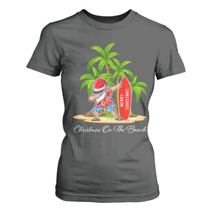 Hawaiian Christmas Santa T Shirt For Women Christmas On The Beach Vacation TS10 Dark Heather Print Your Wear