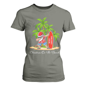 Hawaiian Christmas Santa T Shirt For Women Christmas On The Beach Vacation TS10 Military Green Print Your Wear