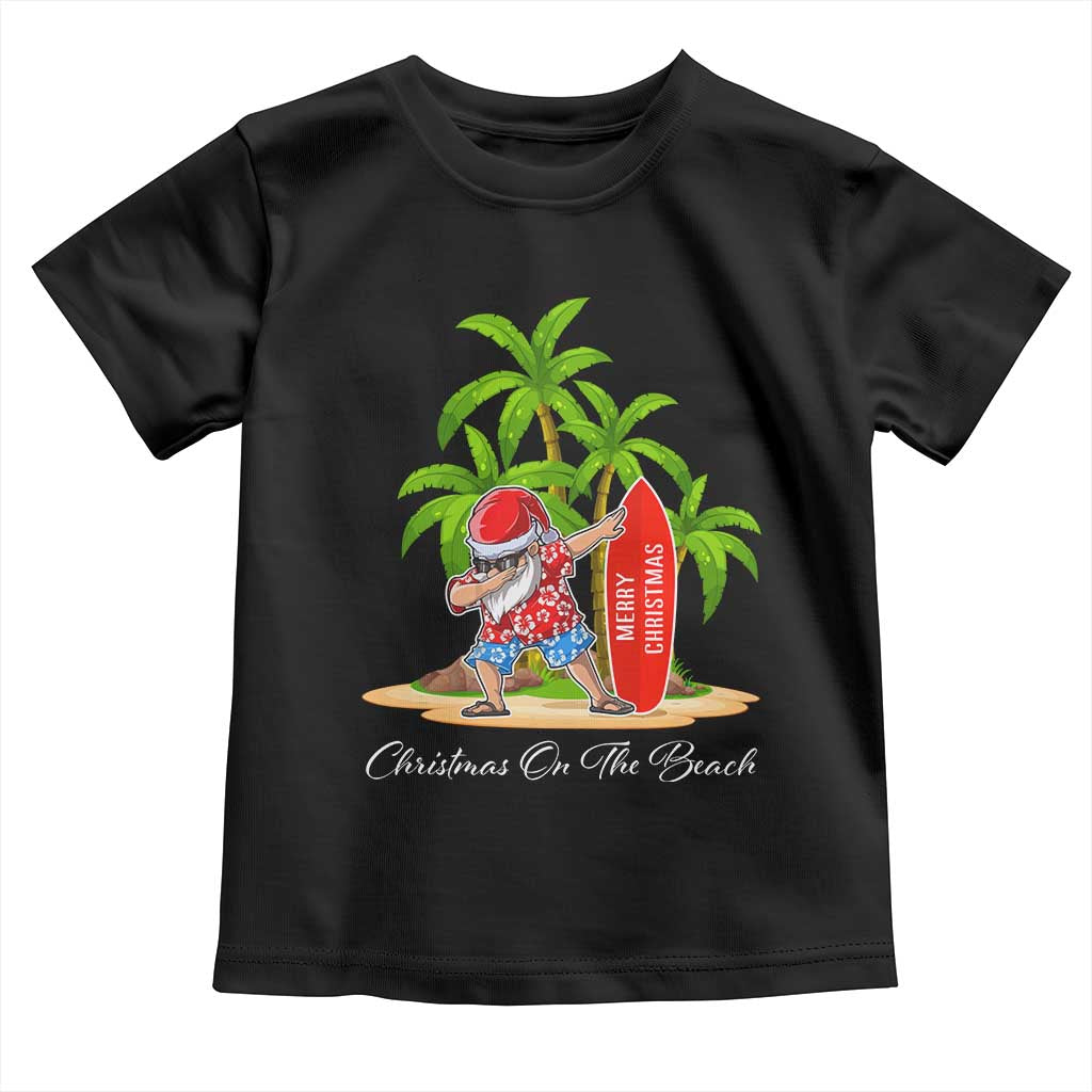 Hawaiian Christmas Santa Toddler T Shirt Christmas On The Beach Vacation TS10 Black Print Your Wear