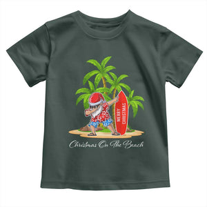 Hawaiian Christmas Santa Toddler T Shirt Christmas On The Beach Vacation TS10 Dark Forest Green Print Your Wear