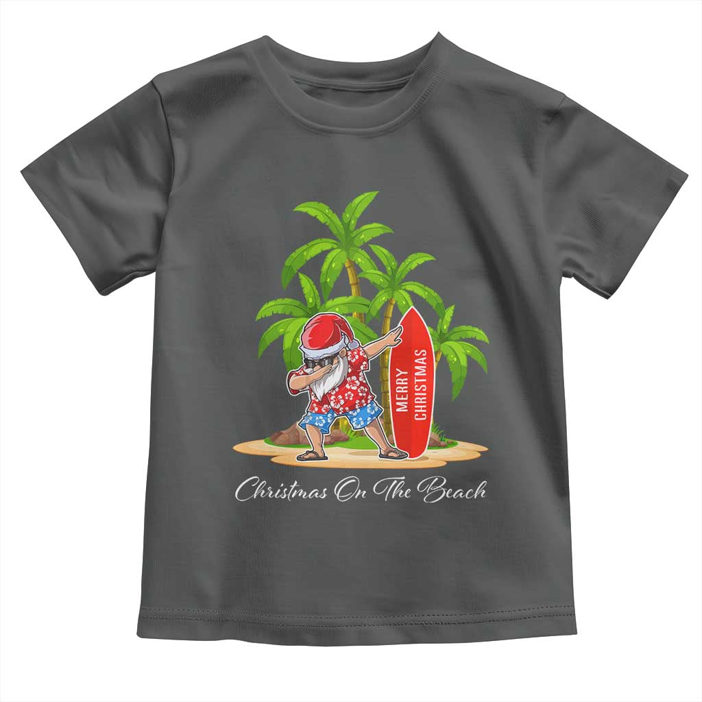 Hawaiian Christmas Santa Toddler T Shirt Christmas On The Beach Vacation TS10 Dark Heather Print Your Wear