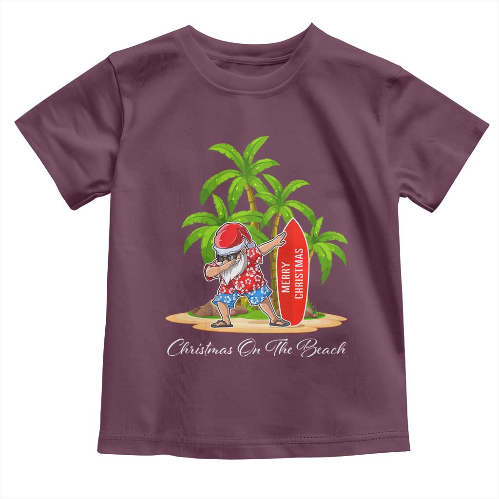 Hawaiian Christmas Santa Toddler T Shirt Christmas On The Beach Vacation TS10 Maroon Print Your Wear