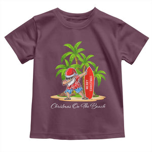 Hawaiian Christmas Santa Toddler T Shirt Christmas On The Beach Vacation TS10 Maroon Print Your Wear