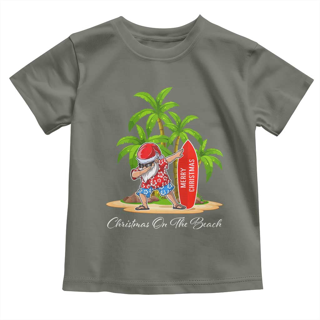 Hawaiian Christmas Santa Toddler T Shirt Christmas On The Beach Vacation TS10 Military Green Print Your Wear