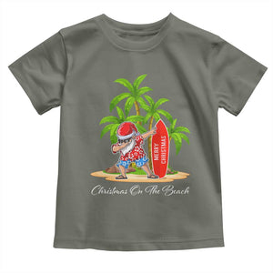 Hawaiian Christmas Santa Toddler T Shirt Christmas On The Beach Vacation TS10 Military Green Print Your Wear