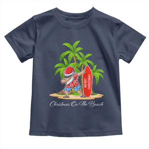 Hawaiian Christmas Santa Toddler T Shirt Christmas On The Beach Vacation TS10 Navy Print Your Wear