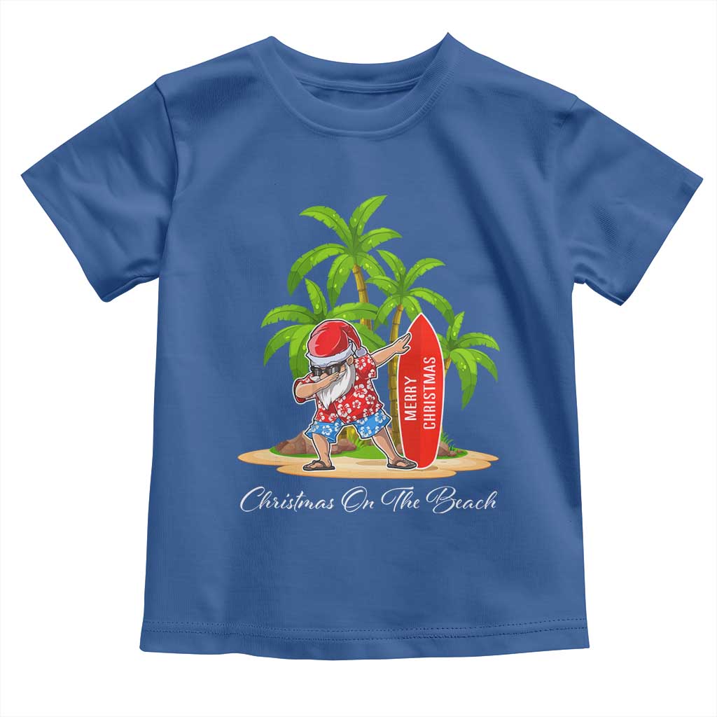Hawaiian Christmas Santa Toddler T Shirt Christmas On The Beach Vacation TS10 Royal Blue Print Your Wear