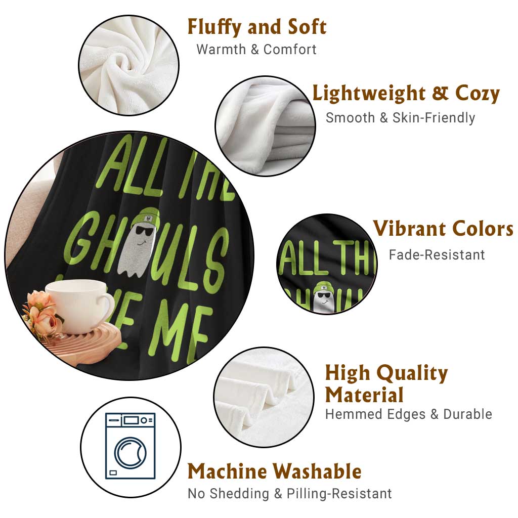 Halloween Boo Ghost Cute Costume Throw Blanket Funny All The Ghouls Love Me Shirt Boys Toddler Girls Kids Youth TS10 Print Your Wear