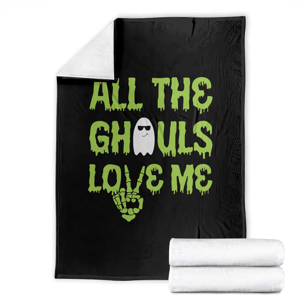 Halloween Skeleton Boo Ghost Cute Costume Throw Blanket Funny All The Ghouls Love Me Shirt Boys Toddler Girls Kids Youth TS10 Black Print Your Wear