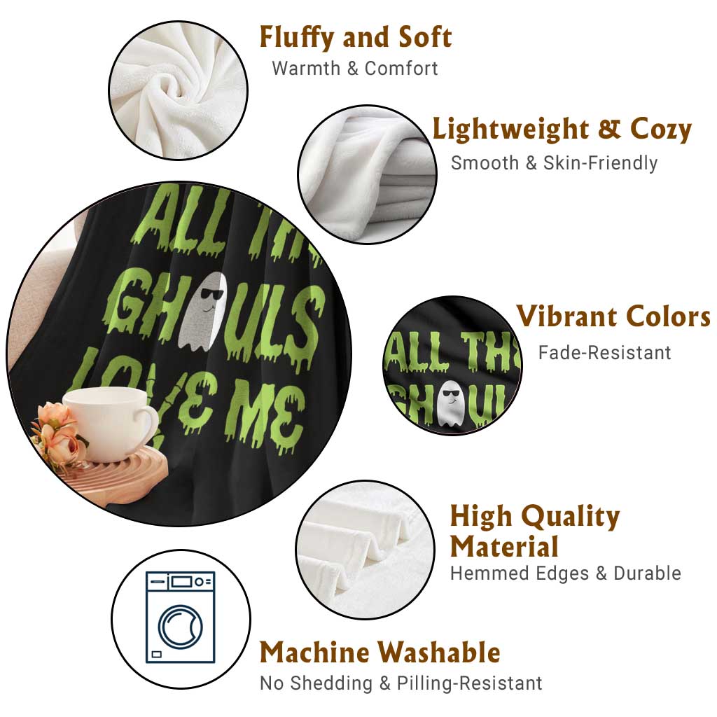 Halloween Skeleton Boo Ghost Cute Costume Throw Blanket Funny All The Ghouls Love Me Shirt Boys Toddler Girls Kids Youth TS10 Print Your Wear