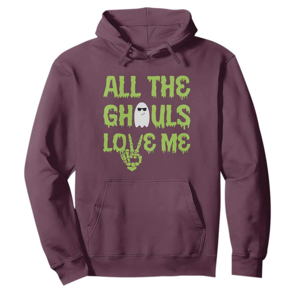 Halloween Skeleton Boo Ghost Cute Costume Hoodie Funny All The Ghouls Love Me Shirt Boys Toddler Girls Kids Youth TS10 Maroon Print Your Wear