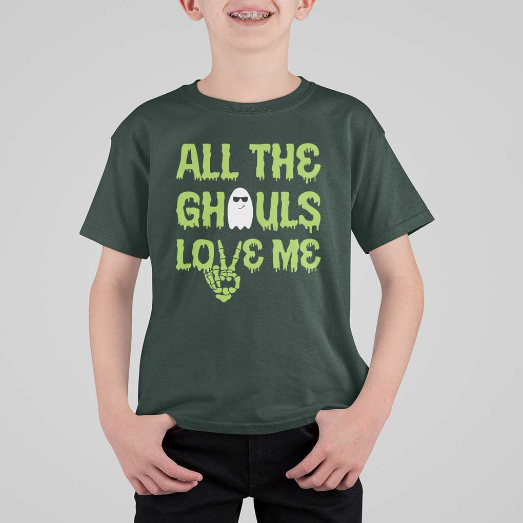 Halloween Skeleton Boo Ghost Cute Costume T Shirt For Kid Funny All The Ghouls Love Me Shirt Boys Toddler Girls Kids Youth TS10 Dark Forest Green Print Your Wear
