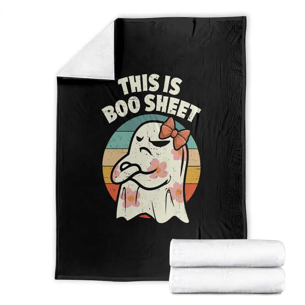 Retro Halloween Costume Women Throw Blanket This Is Boo Sheet Cute Spooky Ghost TS10 Black Print Your Wear