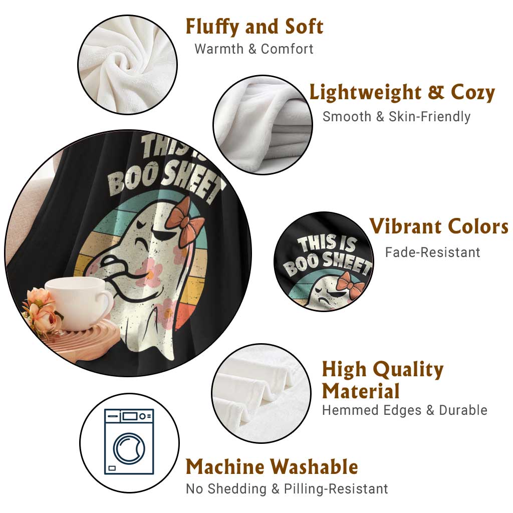 Retro Halloween Costume Women Throw Blanket This Is Boo Sheet Cute Spooky Ghost TS10 Print Your Wear