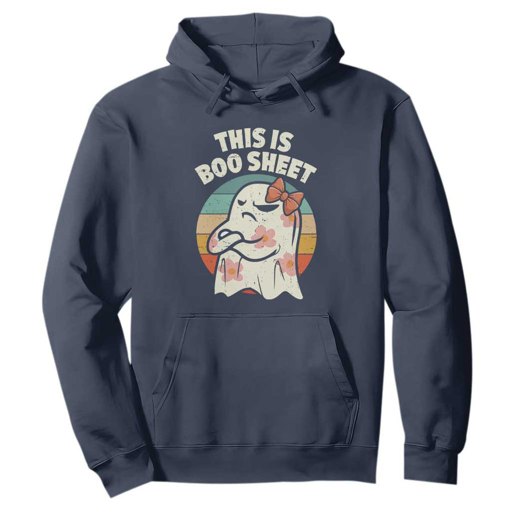 Retro Halloween Costume Women Hoodie This Is Boo Sheet Cute Spooky Ghost TS10 Navy Print Your Wear