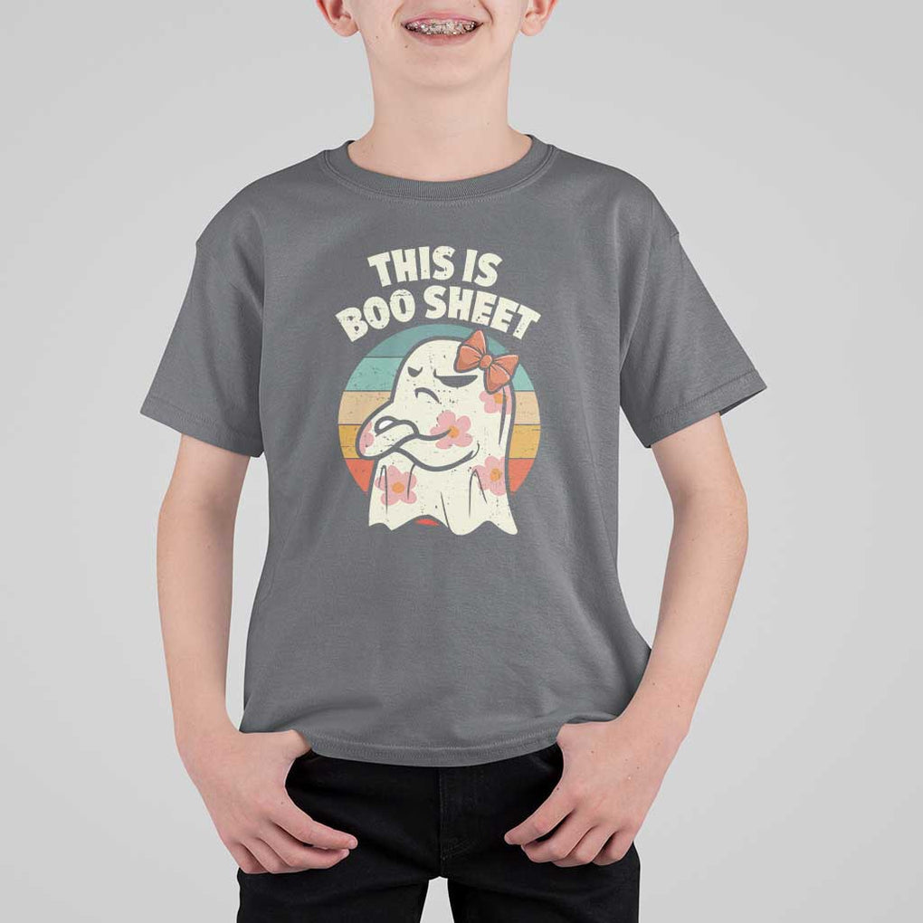 Retro Halloween Costume Women T Shirt For Kid This Is Boo Sheet Cute Spooky Ghost TS10 Charcoal Print Your Wear