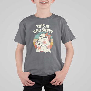 Retro Halloween Costume Women T Shirt For Kid This Is Boo Sheet Cute Spooky Ghost TS10 Charcoal Print Your Wear