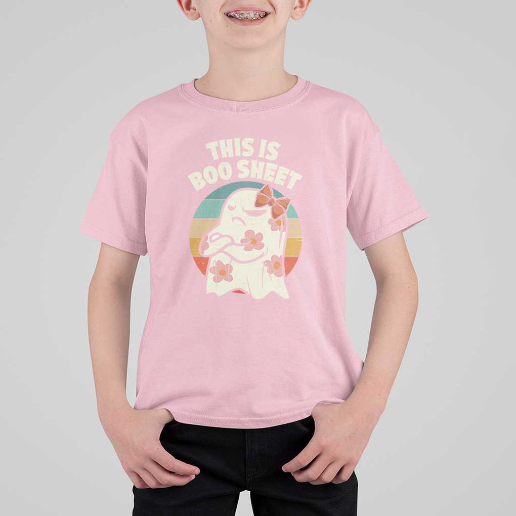 Retro Halloween Costume Women T Shirt For Kid This Is Boo Sheet Cute Spooky Ghost TS10 Light Pink Print Your Wear