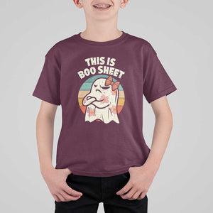 Retro Halloween Costume Women T Shirt For Kid This Is Boo Sheet Cute Spooky Ghost TS10 Maroon Print Your Wear
