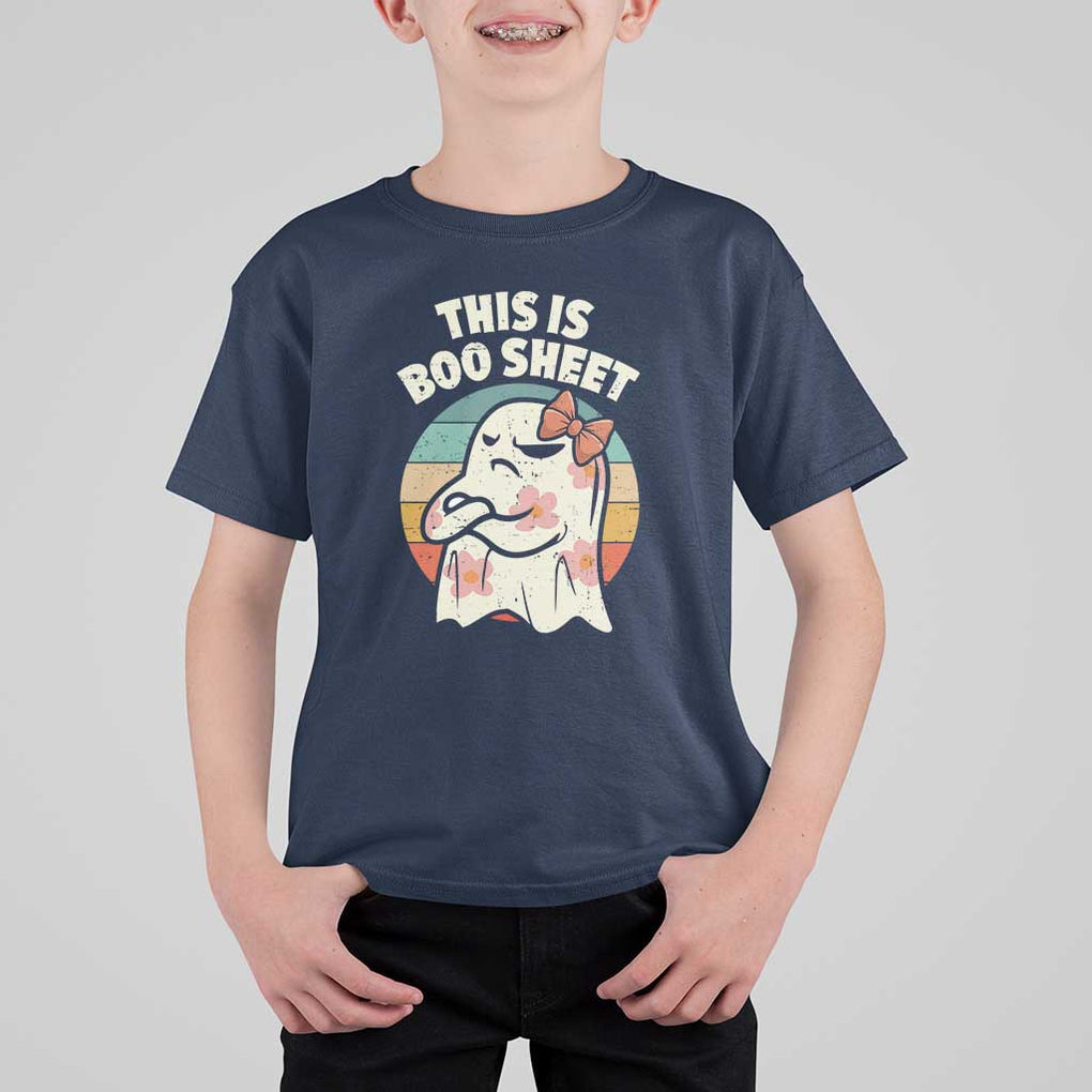 Retro Halloween Costume Women T Shirt For Kid This Is Boo Sheet Cute Spooky Ghost TS10 Navy Print Your Wear
