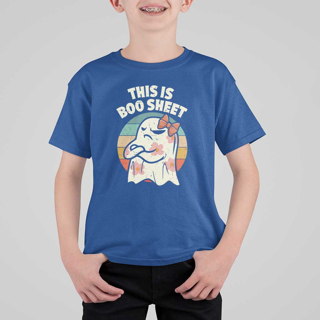 Retro Halloween Costume Women T Shirt For Kid This Is Boo Sheet Cute Spooky Ghost TS10 Royal Blue Print Your Wear