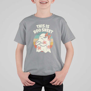 Retro Halloween Costume Women T Shirt For Kid This Is Boo Sheet Cute Spooky Ghost TS10 Sport Gray Print Your Wear
