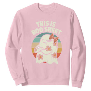 Retro Halloween Costume Women Sweatshirt This Is Boo Sheet Cute Spooky Ghost TS10 Light Pink Print Your Wear