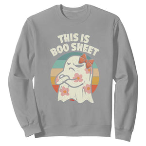 Retro Halloween Costume Women Sweatshirt This Is Boo Sheet Cute Spooky Ghost TS10 Sport Gray Print Your Wear