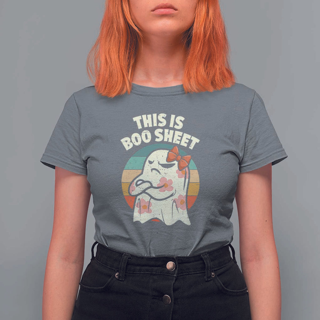 Retro Halloween Costume Women T Shirt For Women This Is Boo Sheet Cute Spooky Ghost TS10 Charcoal Print Your Wear