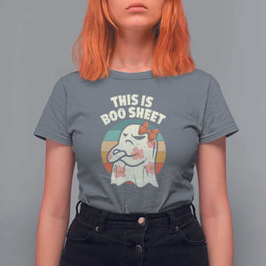 Retro Halloween Costume Women T Shirt For Women This Is Boo Sheet Cute Spooky Ghost TS10 Charcoal Print Your Wear