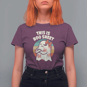 Retro Halloween Costume Women T Shirt For Women This Is Boo Sheet Cute Spooky Ghost TS10 Maroon Print Your Wear