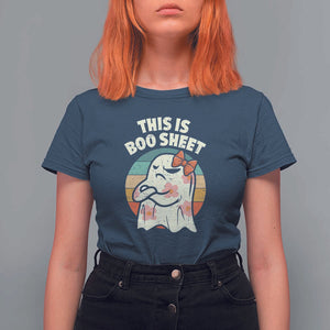 Retro Halloween Costume Women T Shirt For Women This Is Boo Sheet Cute Spooky Ghost TS10 Navy Print Your Wear