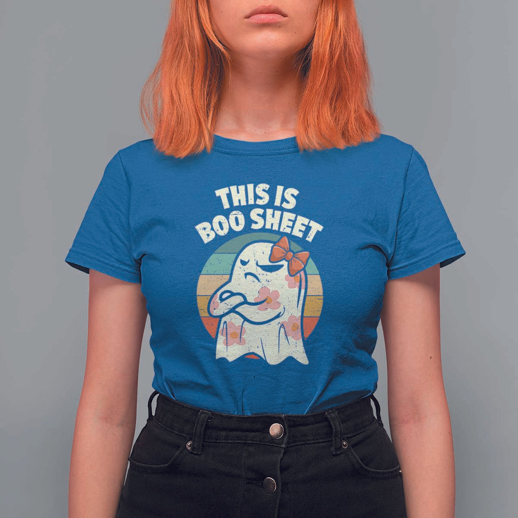 Retro Halloween Costume Women T Shirt For Women This Is Boo Sheet Cute Spooky Ghost TS10 Royal Blue Print Your Wear
