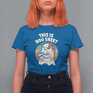 Retro Halloween Costume Women T Shirt For Women This Is Boo Sheet Cute Spooky Ghost TS10 Royal Blue Print Your Wear