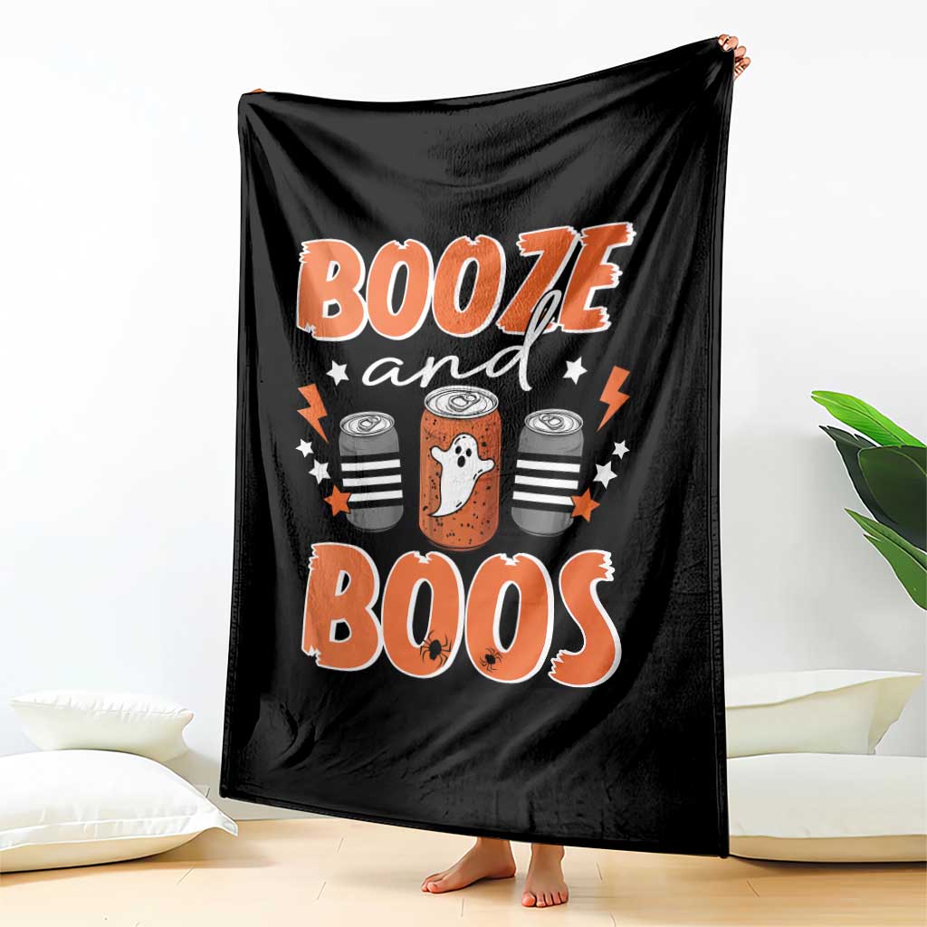Retro Halloween Booze And Boos Throw Blanket Boo Sheet Ghost Spooky Season TS10 Print Your Wear