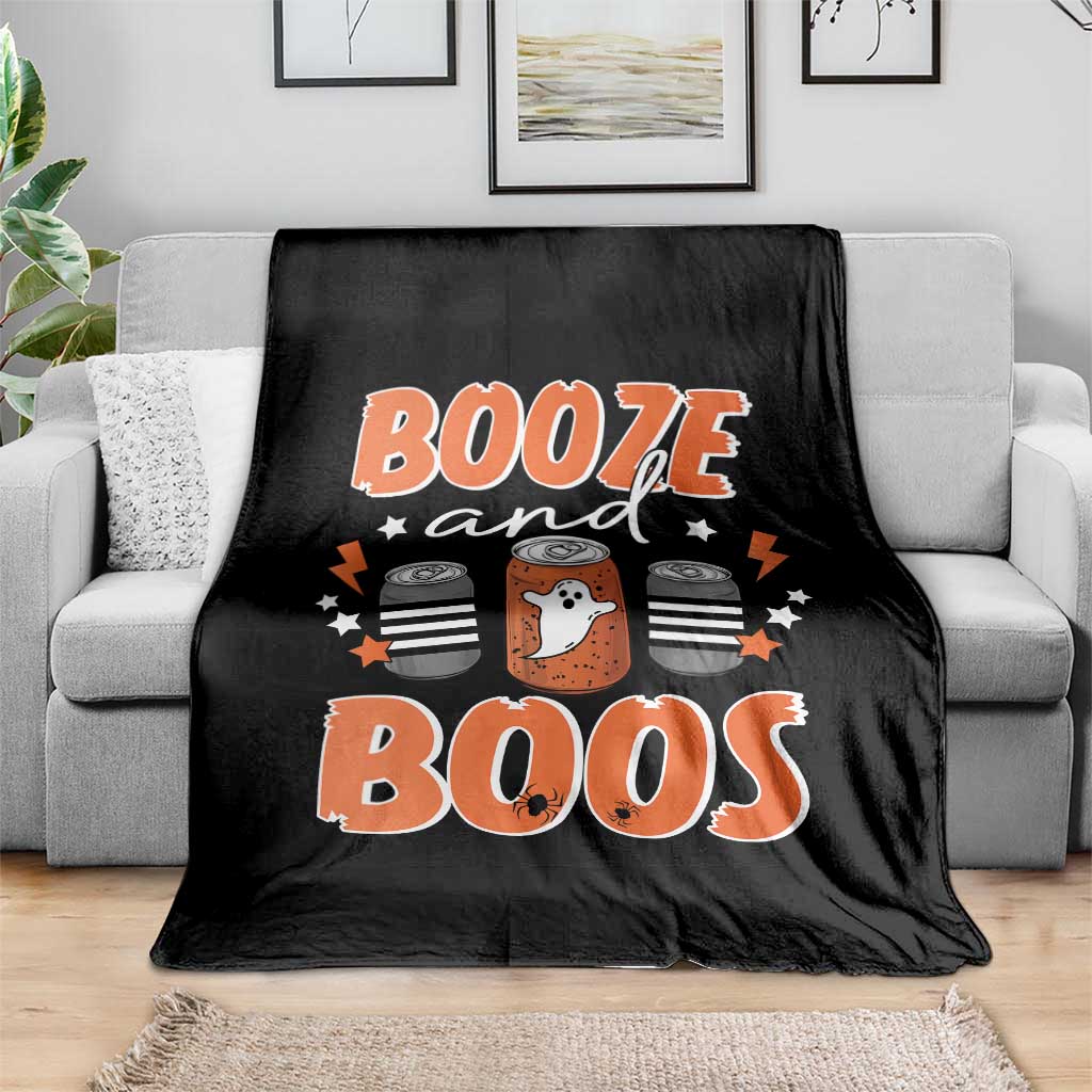 Retro Halloween Booze And Boos Throw Blanket Boo Sheet Ghost Spooky Season TS10 Print Your Wear