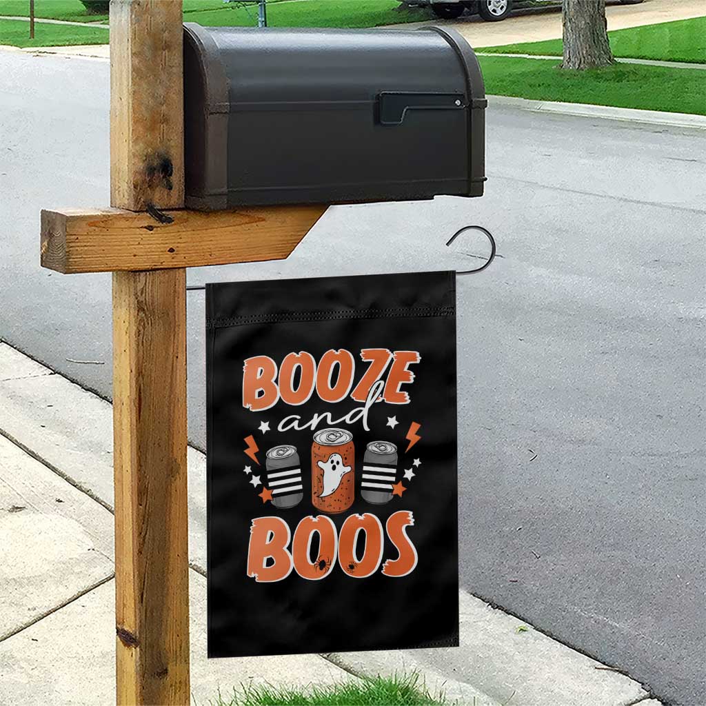 Retro Halloween Booze And Boos Garden Flag Boo Sheet Ghost Spooky Season TS10 Print Your Wear