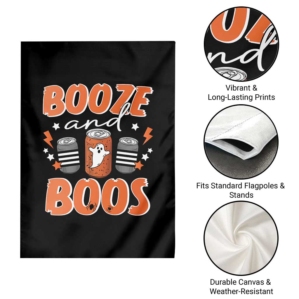 Retro Halloween Booze And Boos Garden Flag Boo Sheet Ghost Spooky Season TS10 Print Your Wear