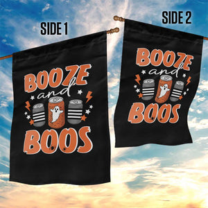 Retro Halloween Booze And Boos Garden Flag Boo Sheet Ghost Spooky Season TS10 Print Your Wear