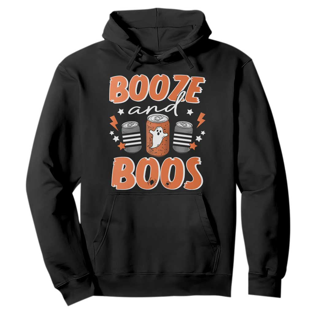 Retro Halloween Booze And Boos Hoodie Boo Sheet Ghost Spooky Season TS10 Black Print Your Wear