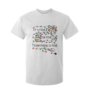 Funny Christmas T Shirt For Kid It's Fine I'm Fine Everything Is Fine Xmas Lights TS10 White Print Your Wear