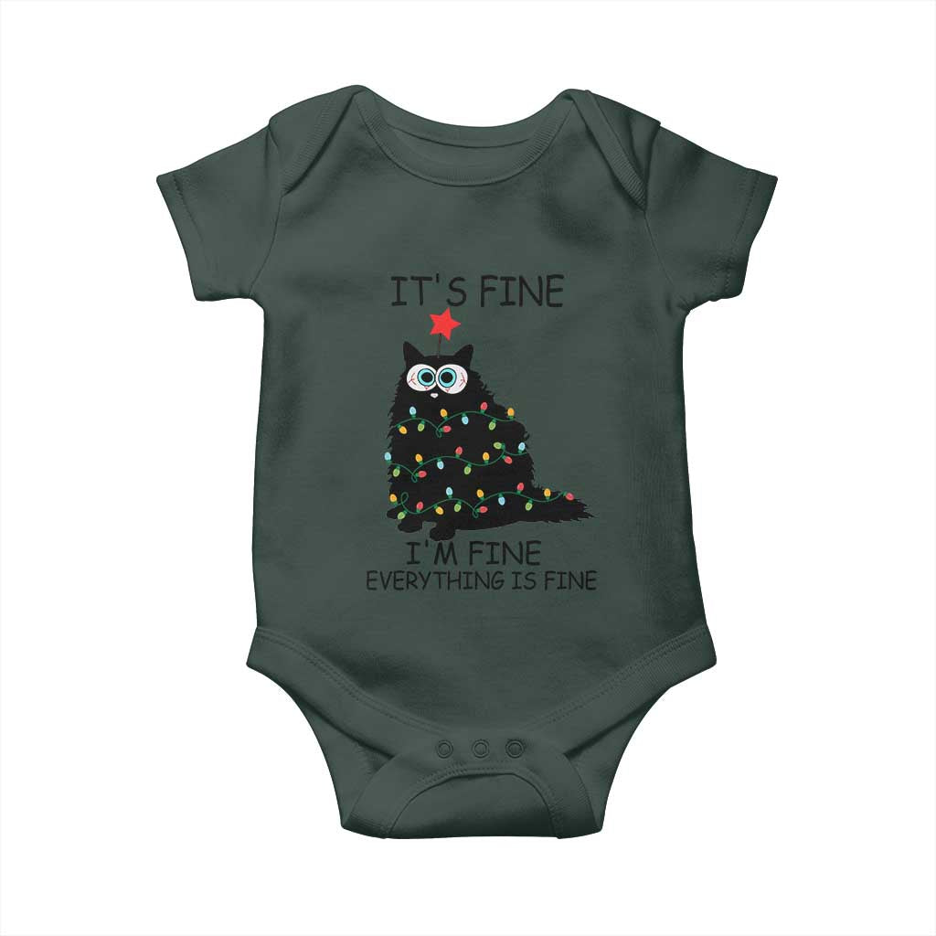 Funny Christmas Cat Baby Onesie It's Fine I'm Fine Everything Is Fine Meowy Catmas Xmas TS10 Print Your Wear