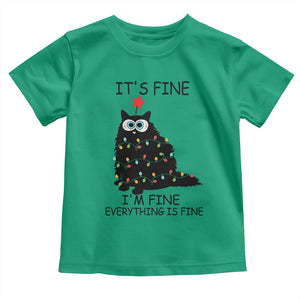 Funny Christmas Cat Baby Shirt It's Fine I'm Fine Everything Is Fine Meowy Catmas Xmas TS10 Irish Green Print Your Wear