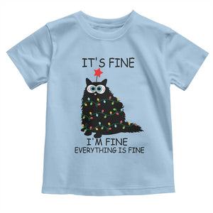Funny Christmas Cat Baby Shirt It's Fine I'm Fine Everything Is Fine Meowy Catmas Xmas TS10 Light Blue Print Your Wear