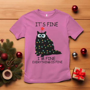 Funny Christmas Cat T Shirt It's Fine I'm Fine Everything Is Fine Meowy Catmas Xmas TS10 Azalea Print Your Wear