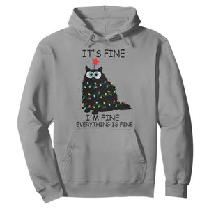 Funny Christmas Cat Hoodie It's Fine I'm Fine Everything Is Fine Meowy Catmas Xmas TS10 Sport Gray Print Your Wear